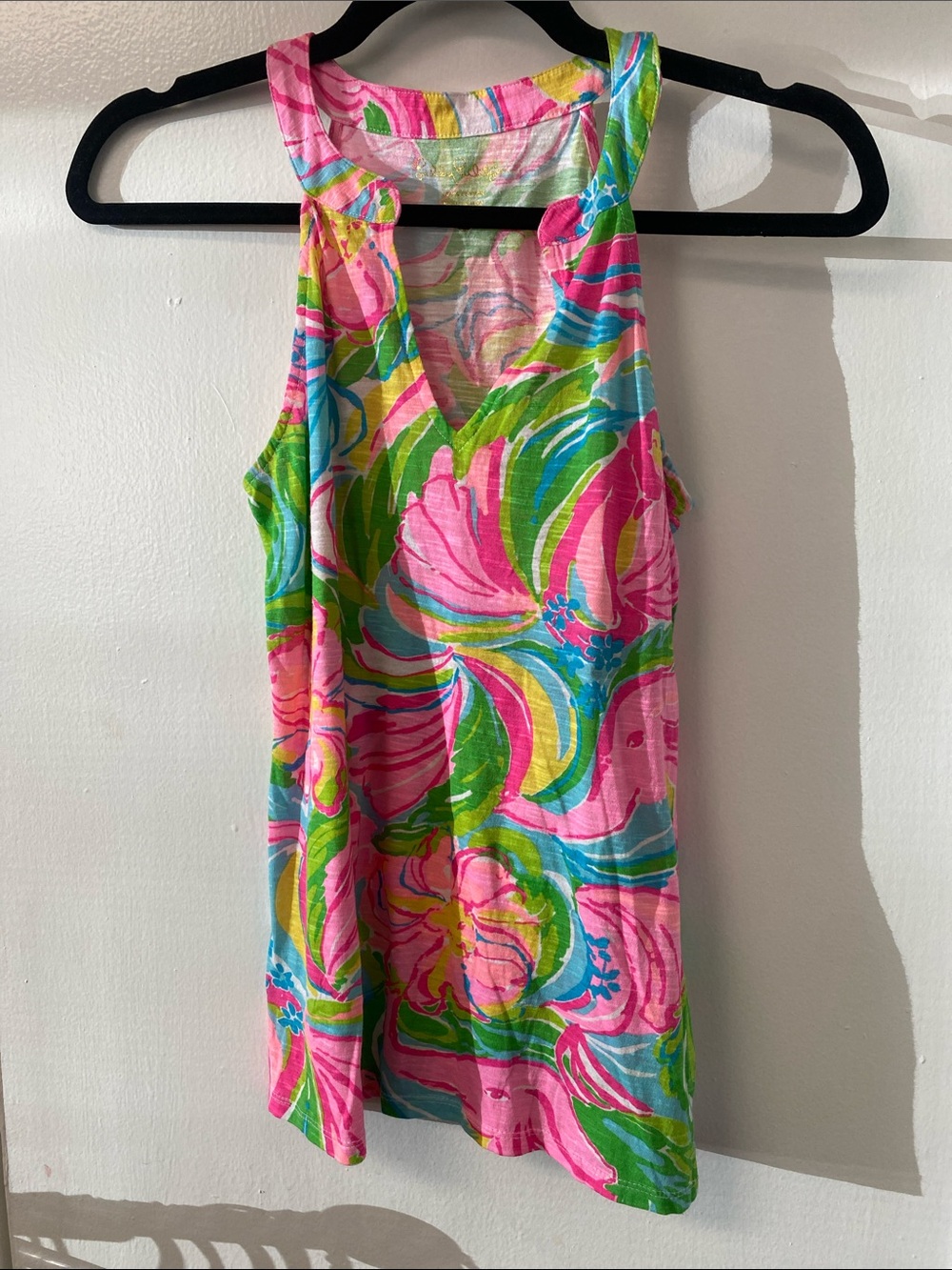 Lilly Pulitzer Pink, Green & Blue Floral Racerback Tank Top
